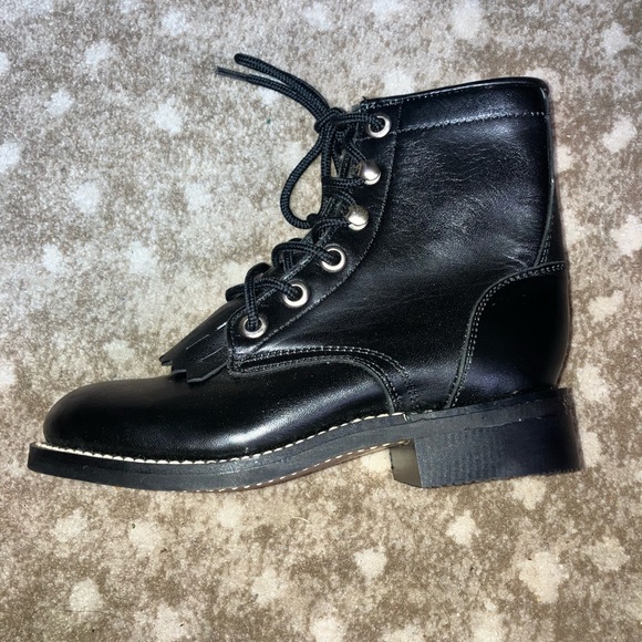Black Western Boots size 8.5 D Toddler Boots NWOT Lace up Riding Kids - Picture 6 of 8